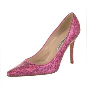 MANOLO BLAHNIK PINK SEQUIN PUMPS